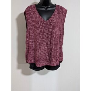 Old Navy Burgundy Red & Floral V-neck Sleeveless Blouse -Size Medium